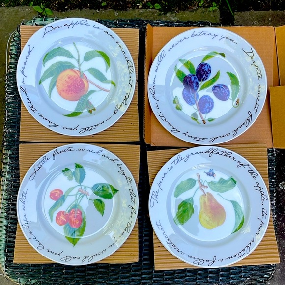 William Sonoma Orchard Suite Handmade Salad Plates Set of New in